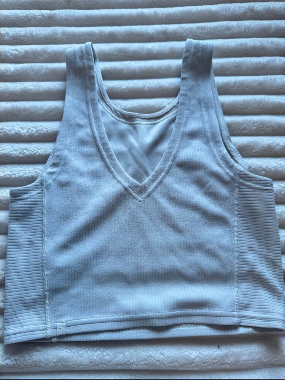 lululemon athletica White Ribbed V-Neck Crop Tank
